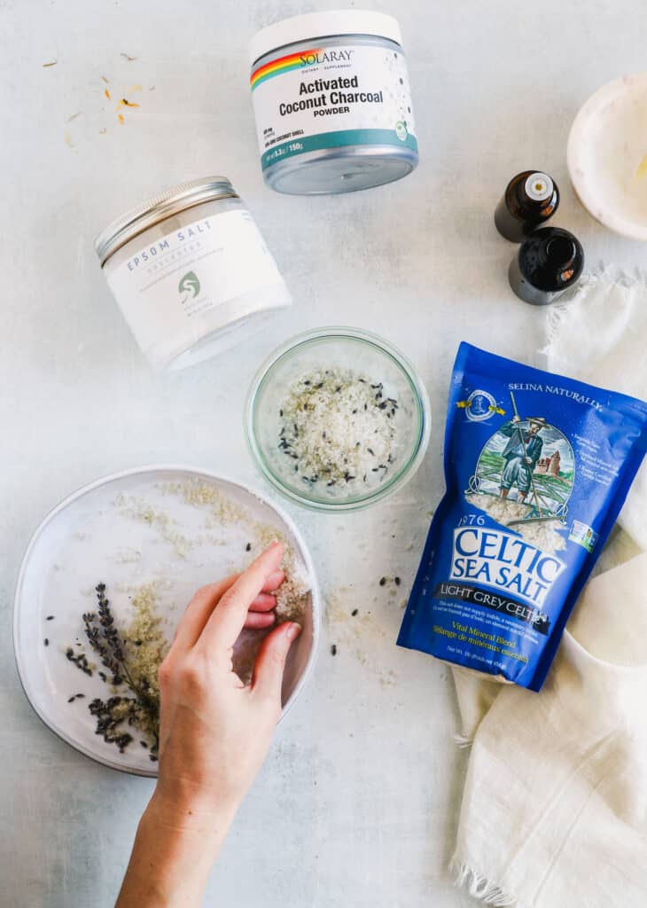 Get 5 easy to make bath soak recipes that will cleanse and soften skin. Because a hot bath has serious self-care benefits.