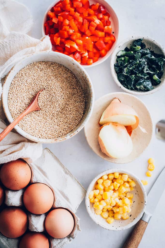 Ingredients for quinoa egg bake recipe