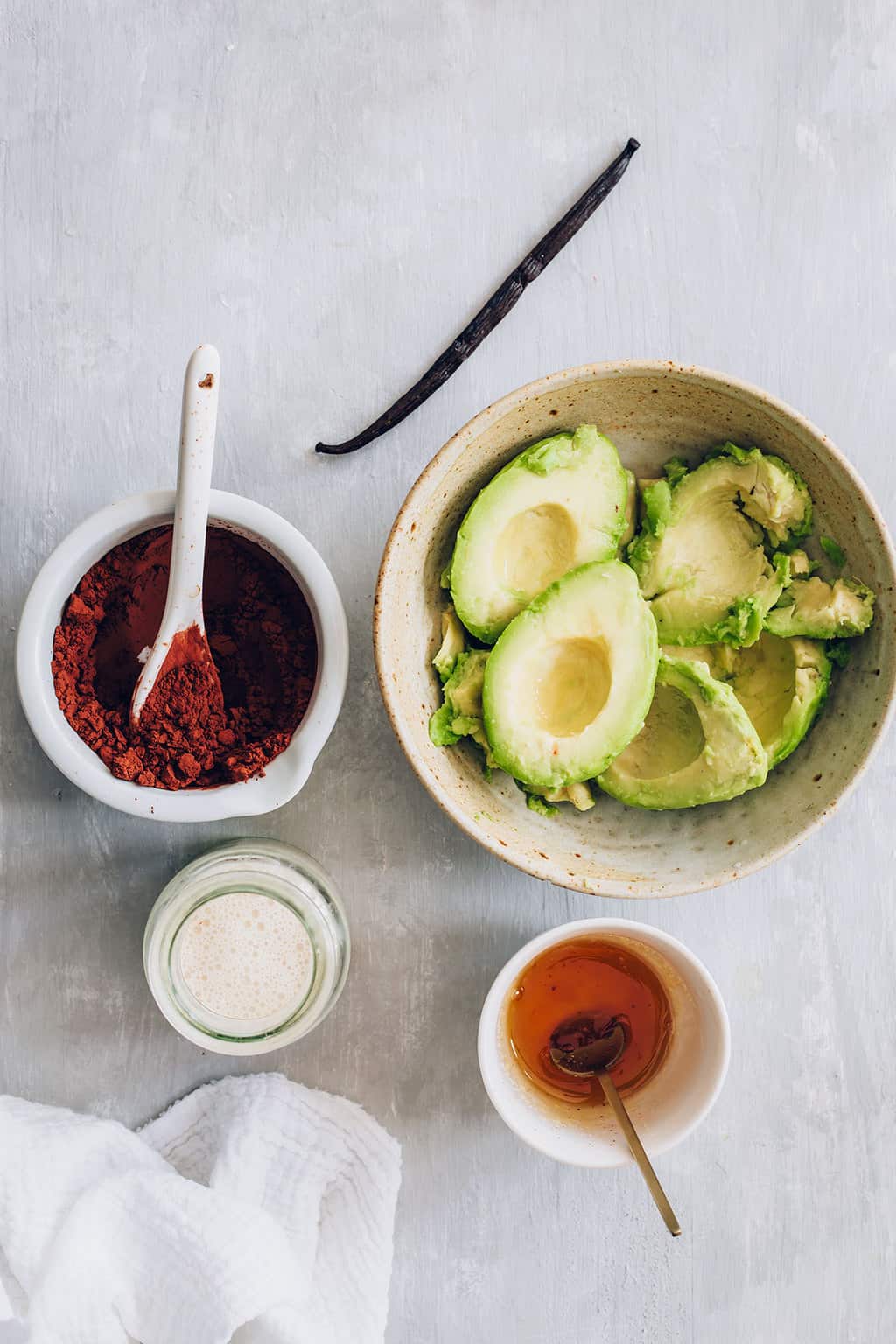 Ingredients for Vegan Avocado Chocolate Mousse