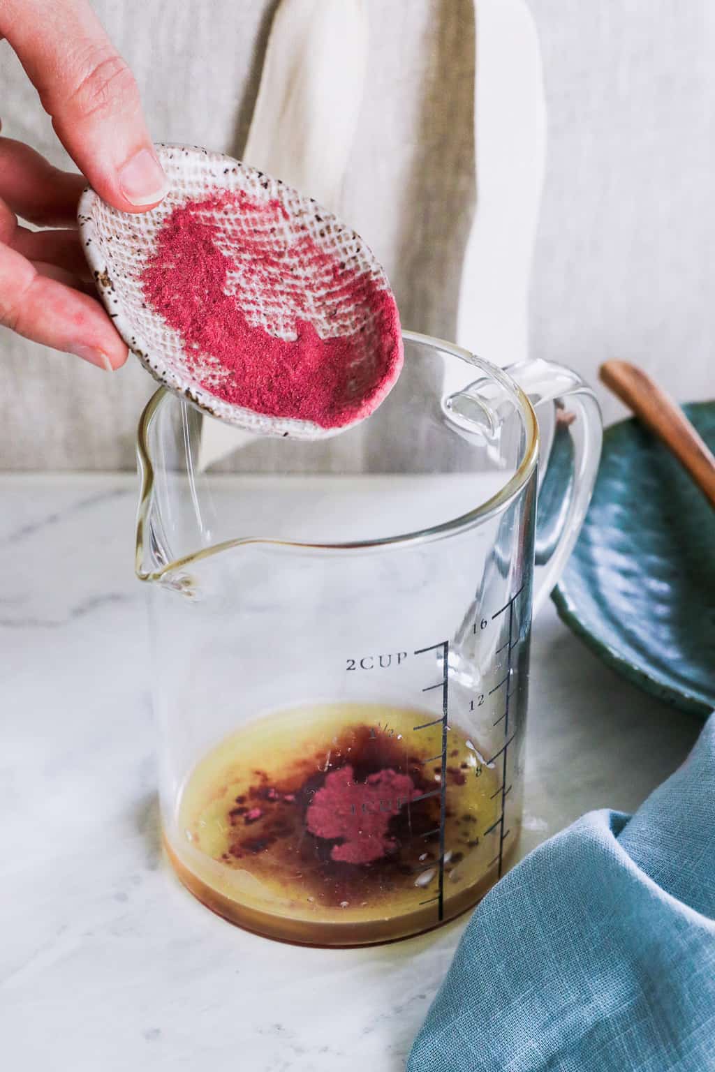 Add raspberry powder to add natural color to lip balm