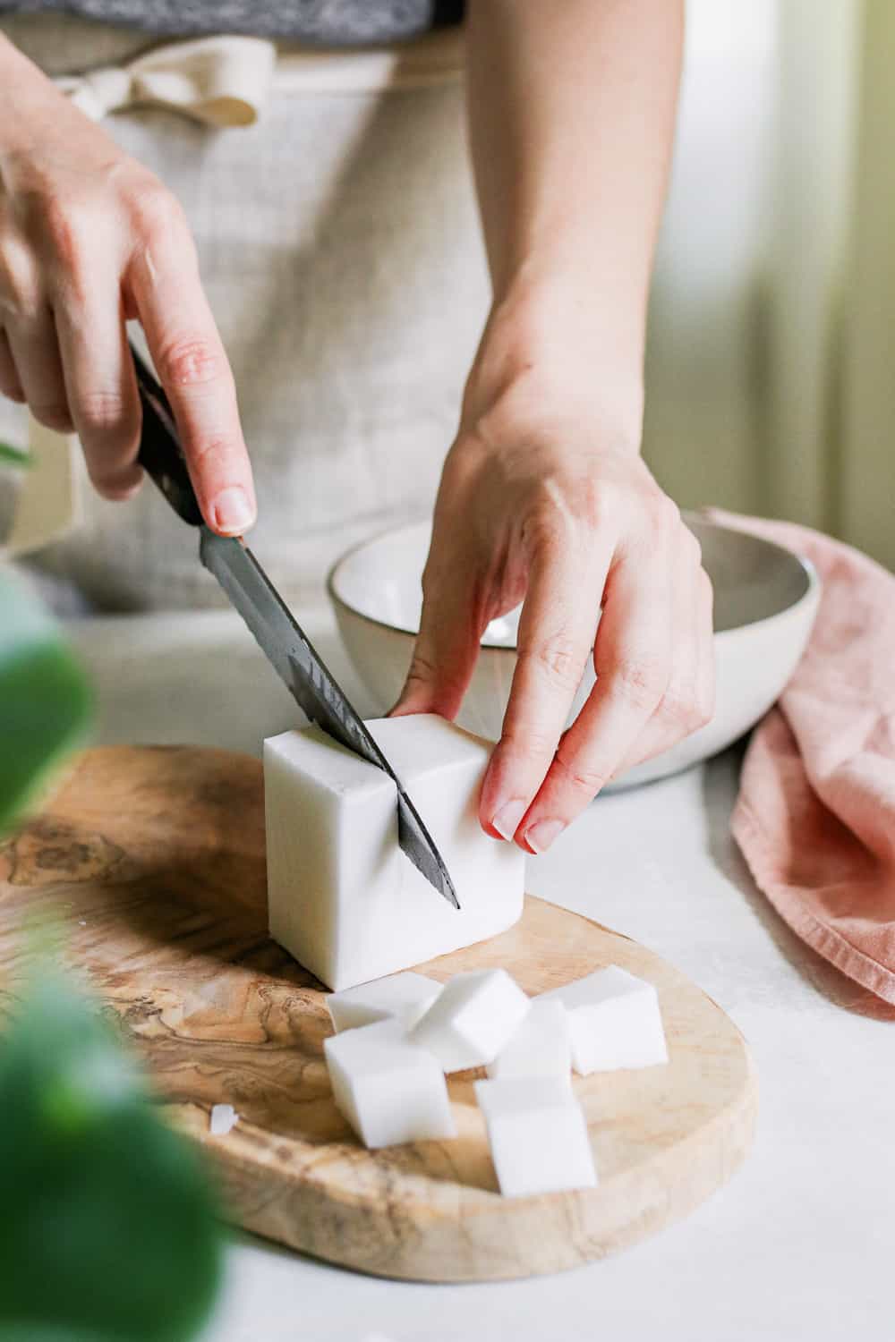 Cut melt and pour soap into chuncks