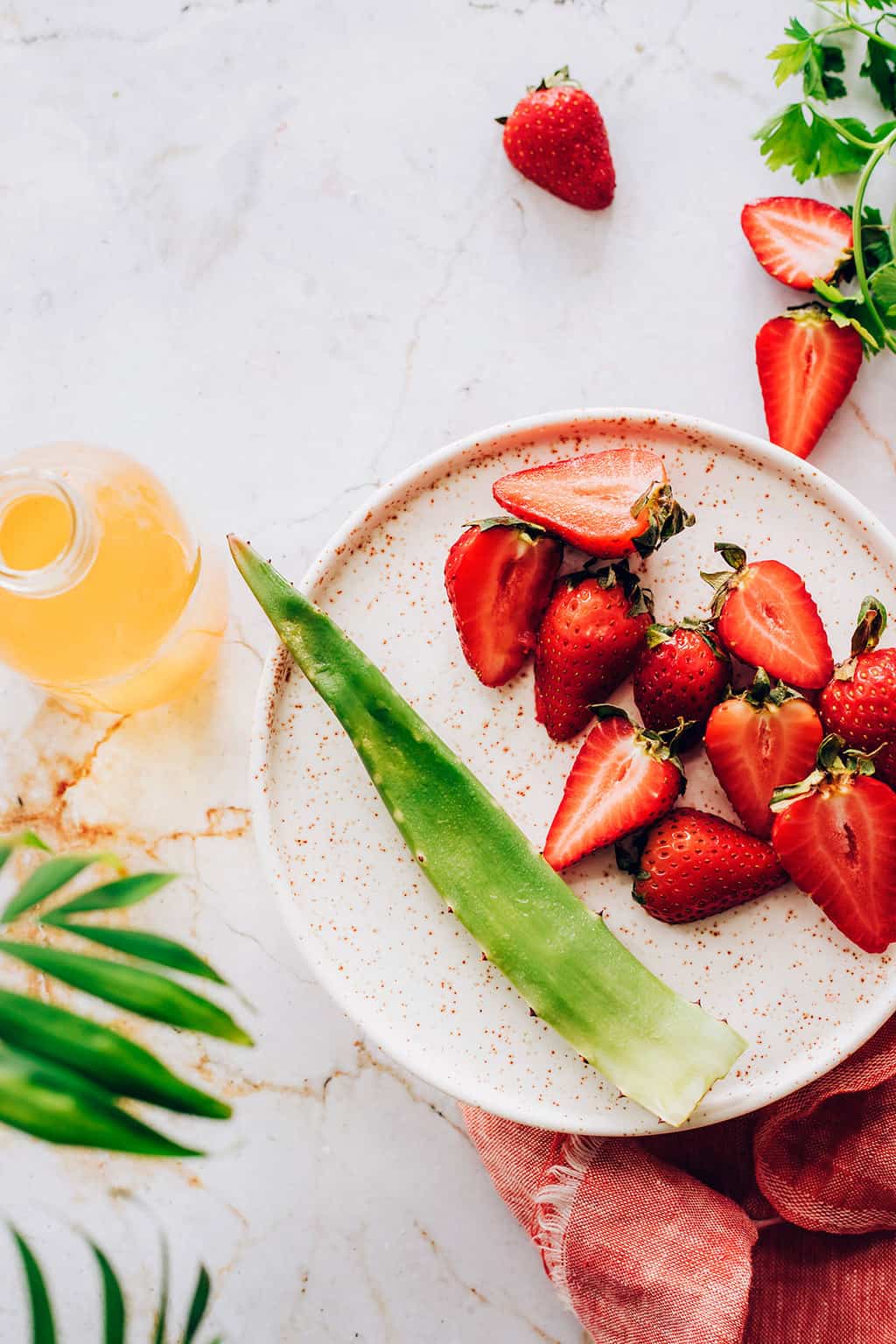 Ingredients for Aloe Smoothie with Strawberry