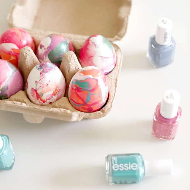 DIY Nail Polish Marbled Eggs - Hello Glow