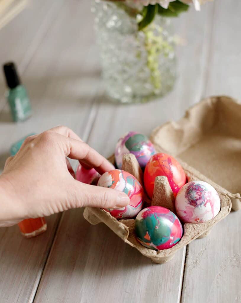 Marble Easter Eggs with Nail Polish