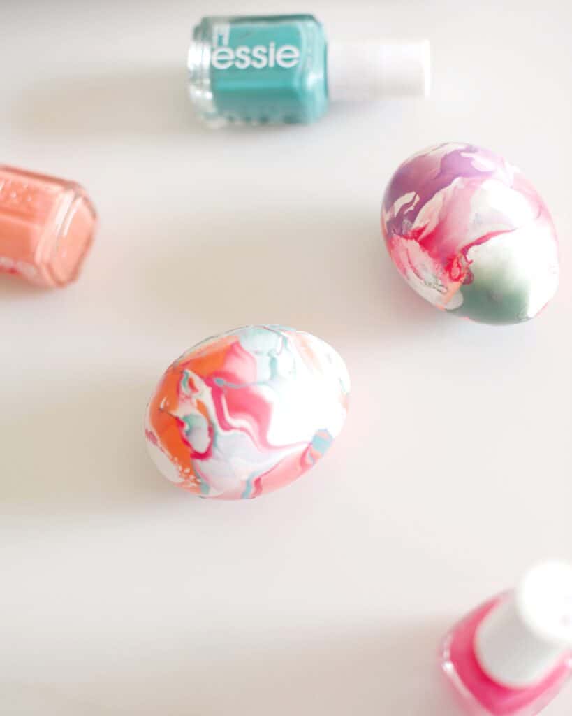 Easter egg decorating with nail polish