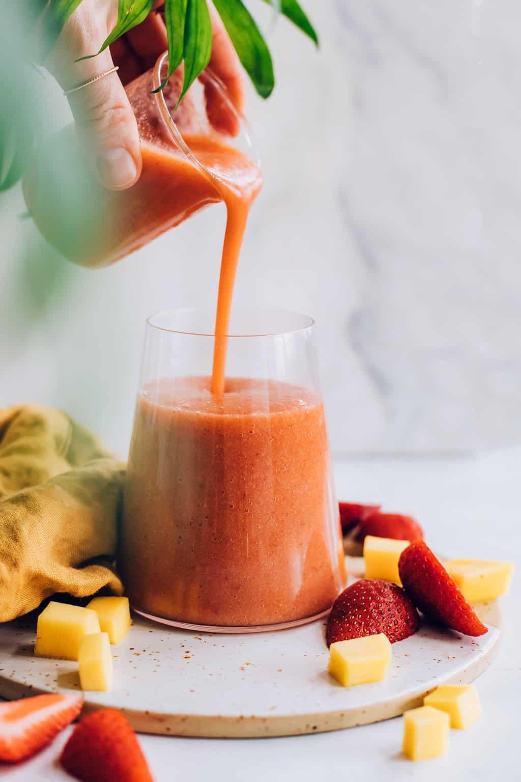 Healthy Strawberry Mango Smoothie - Little Sunny Kitchen