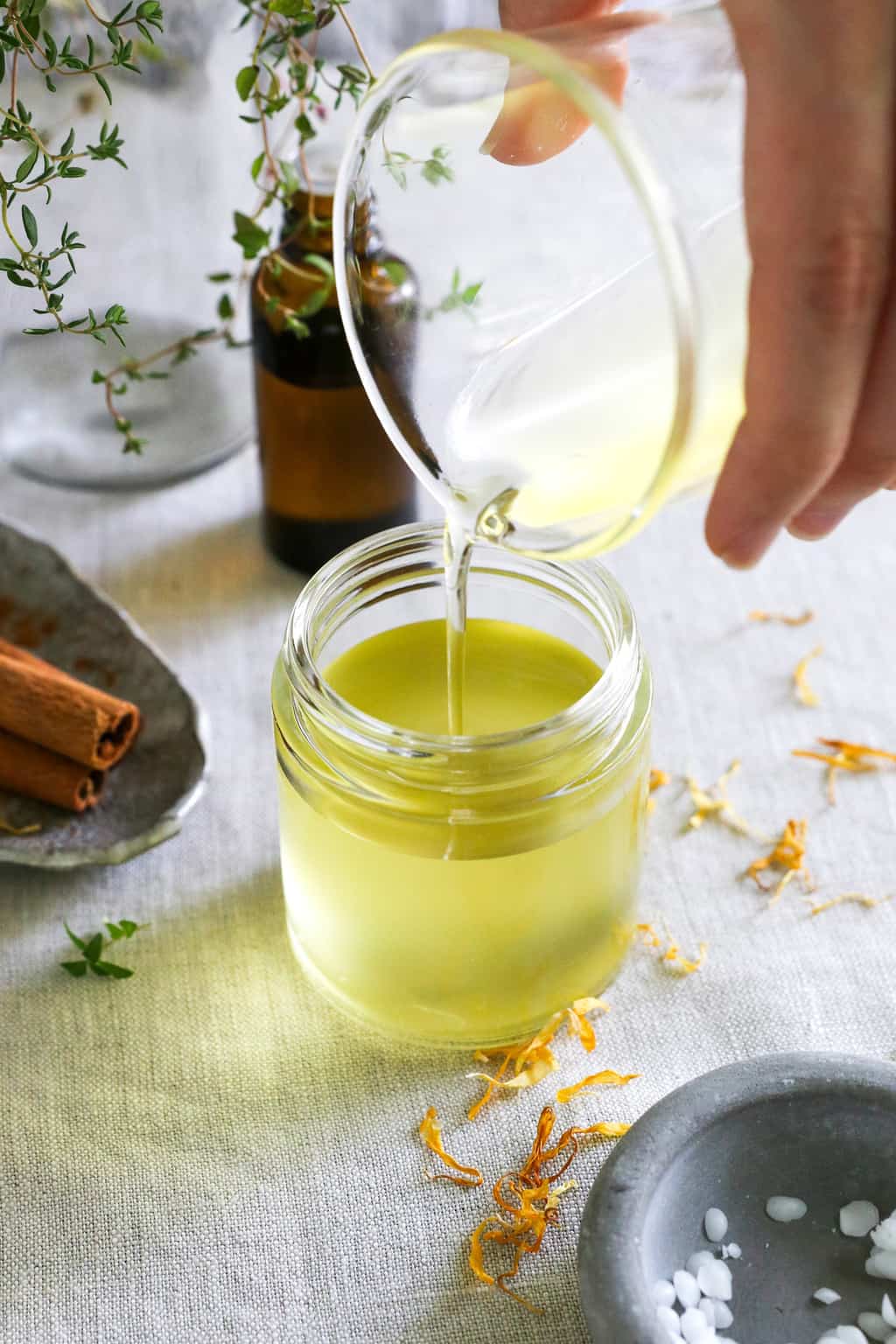 Pour chest rub mixture into jar and let cool