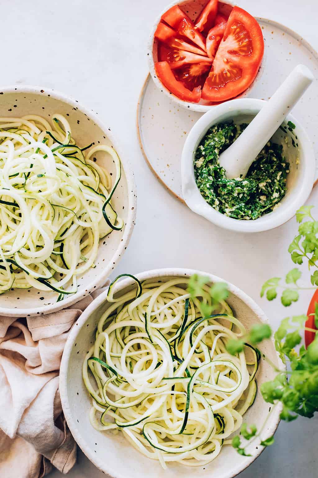 How to make zucchini noodles for Cilantro Pesto Pasta