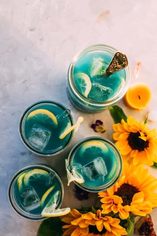 Ginger Lemonade with Blue Spirulina and CBD