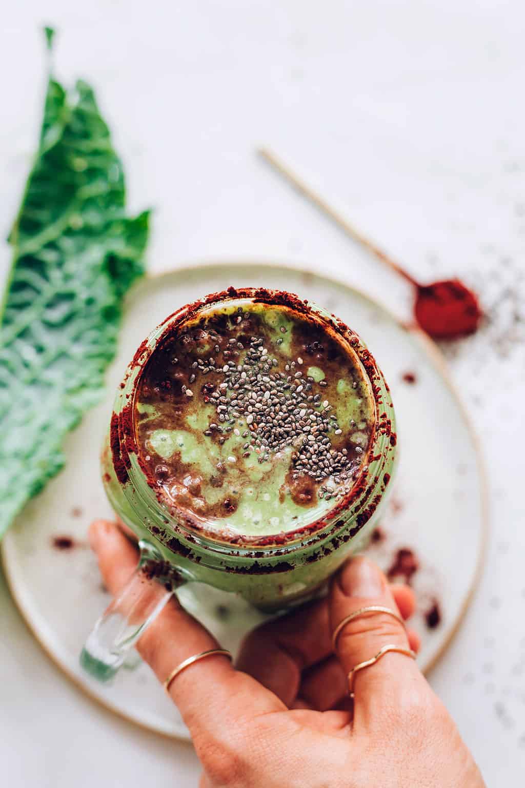 Chocolate Smoothie Recipe with chia and kale
