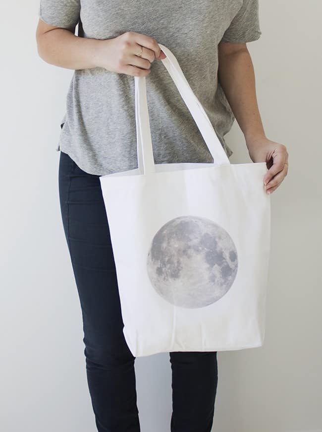 DIY moon tote bag