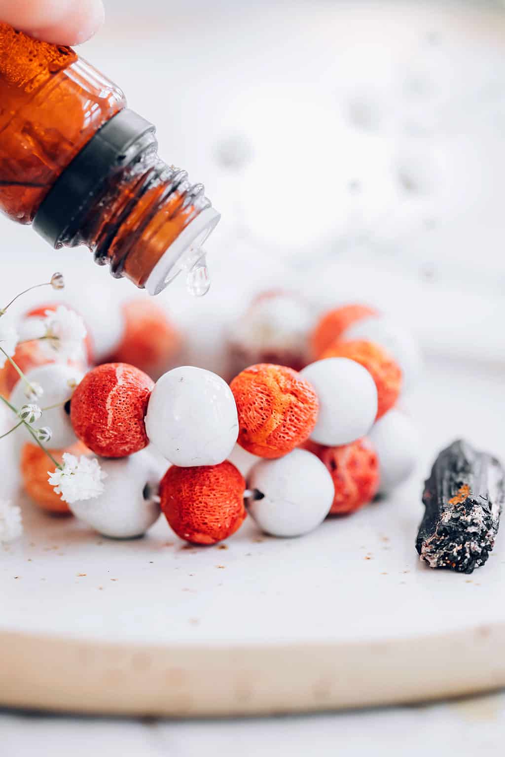 Add essential oils to you bead diffuser bracelet