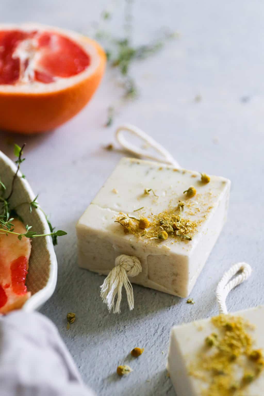 We'll show you how to make soap on a rope and share our recipe for nourishing thyme-grapefruit goat's milk soap. It makes a great gift!