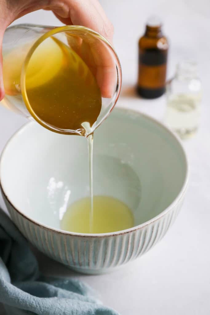 Melting shea butter and coconut oil together to make a whipped body butter