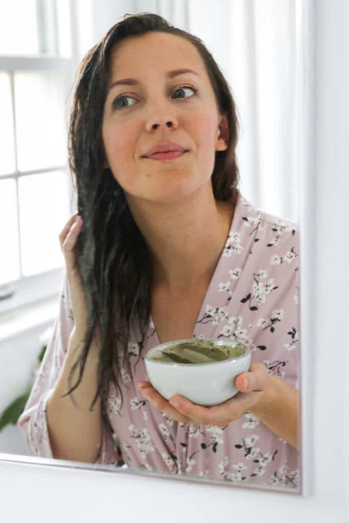 This DIY clay hair mask is chock full of hair helpers like chamomile, neem and castor oil, to soften locks and nourish the scalp