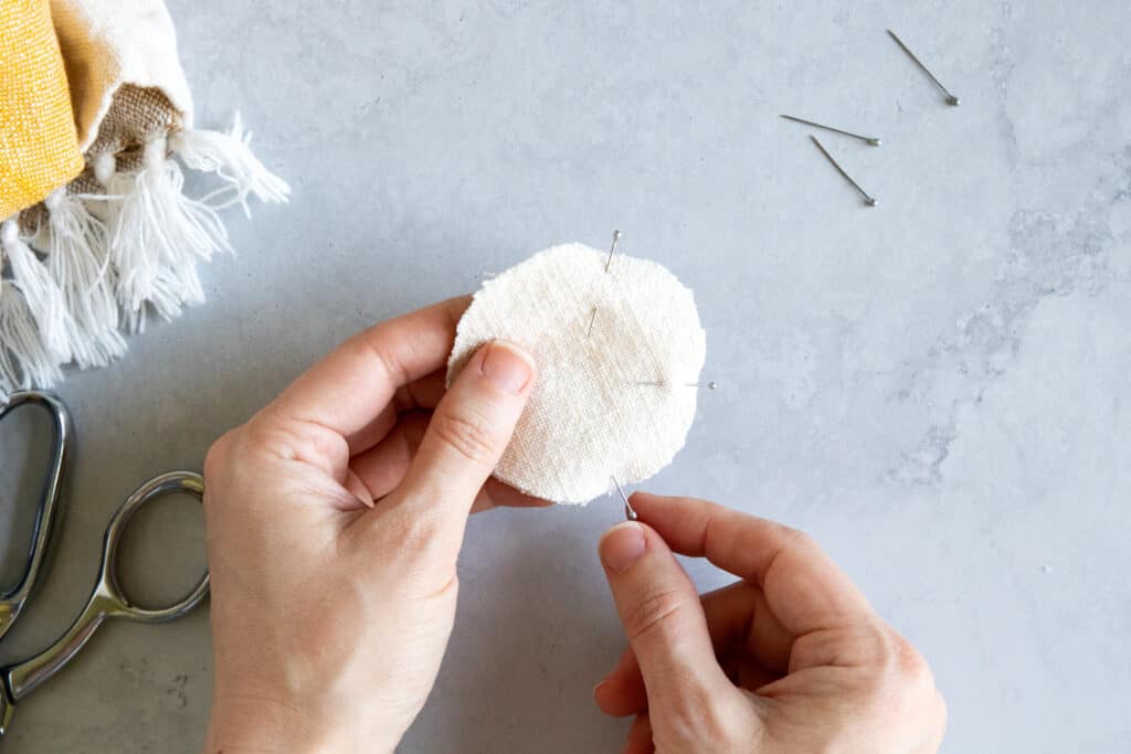 Making reusable cotton rounds for zero waste beauty routine