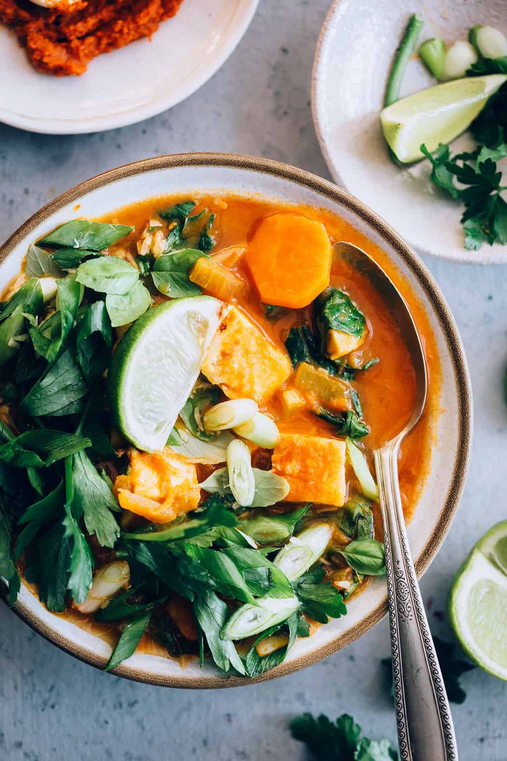 Veggie-Packed Tofu Coconut Red Curry Soup