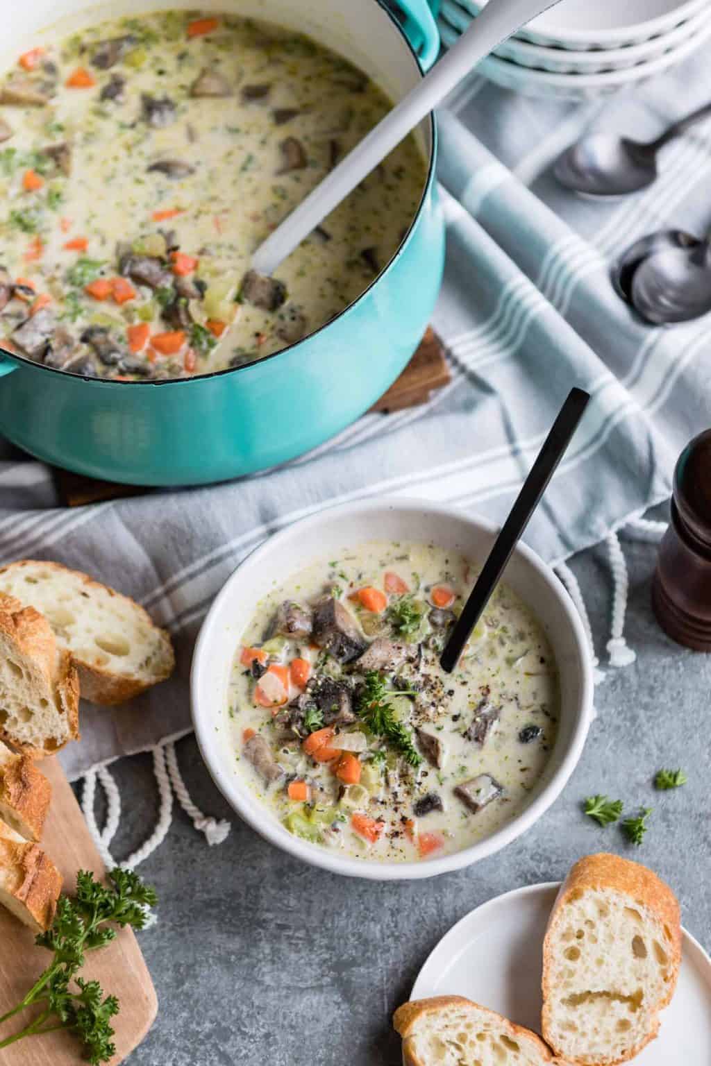 Creamy Wild Rice and Portobello Soup - Hello Glow