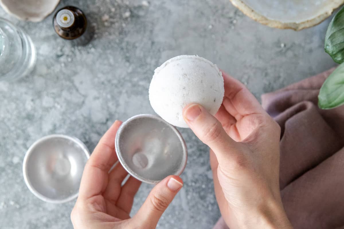 Let bath bombs dry 24 hours before removing them from the mold. Then store in an air tight container.