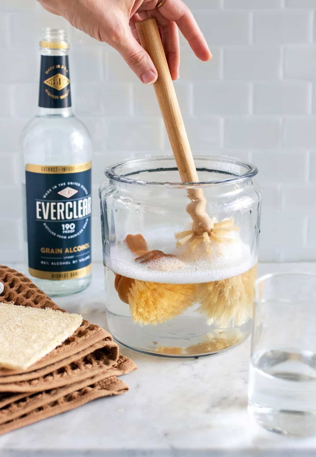 How to clean sponges and brushes with Everclear