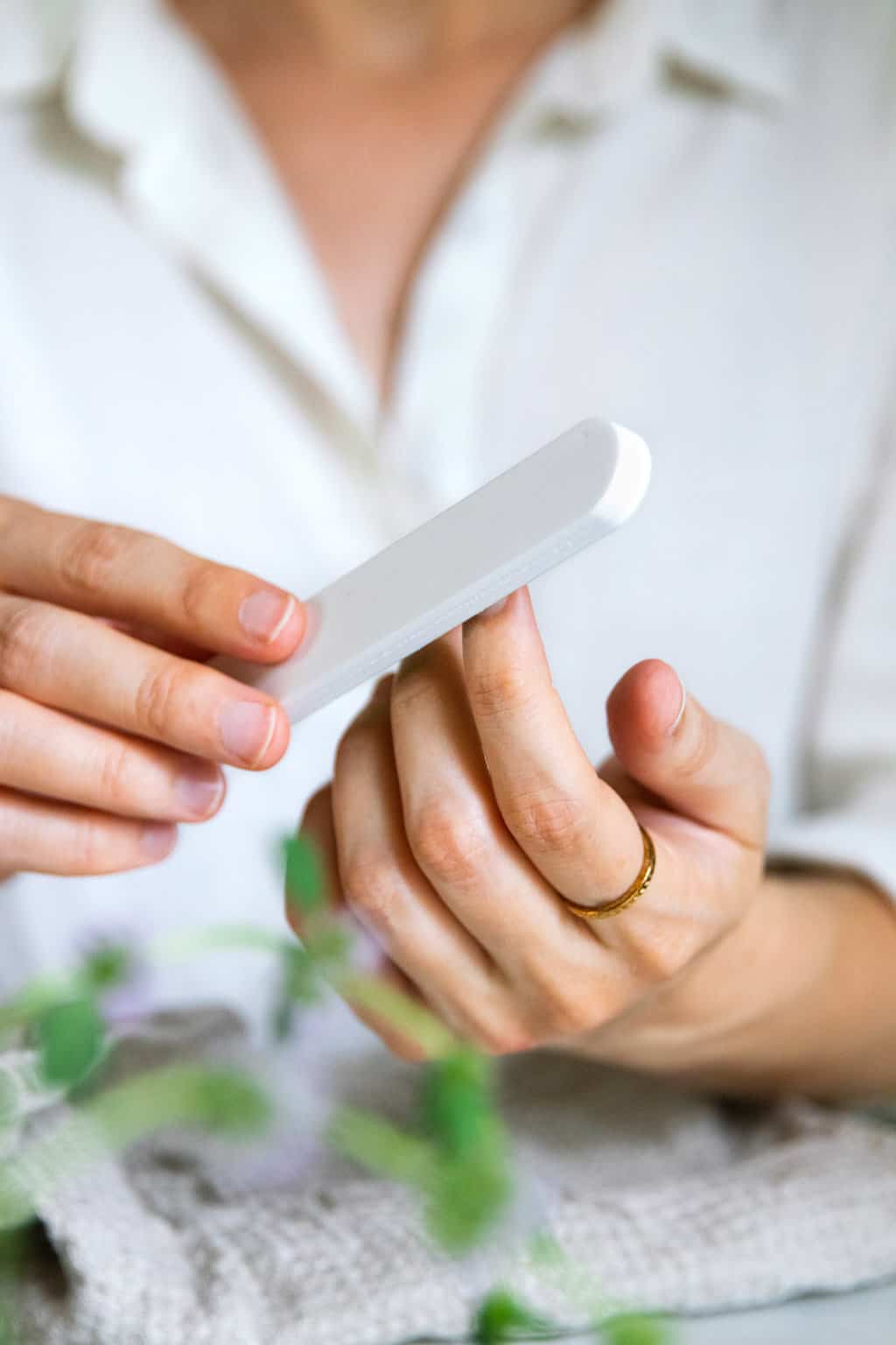 Buff the nail plate for french manicure at home