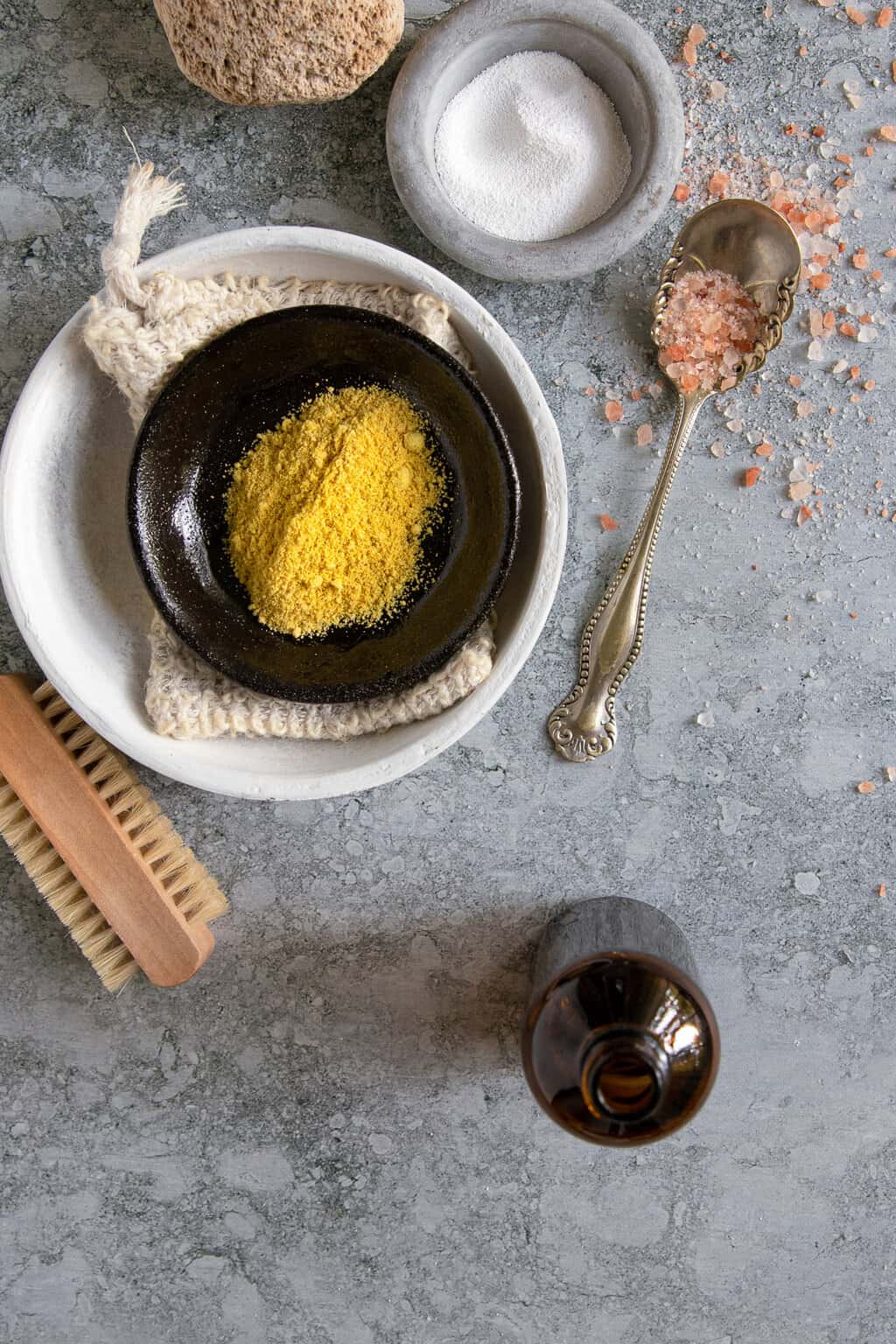 Ingredients needed to make your own mustard bath recipe