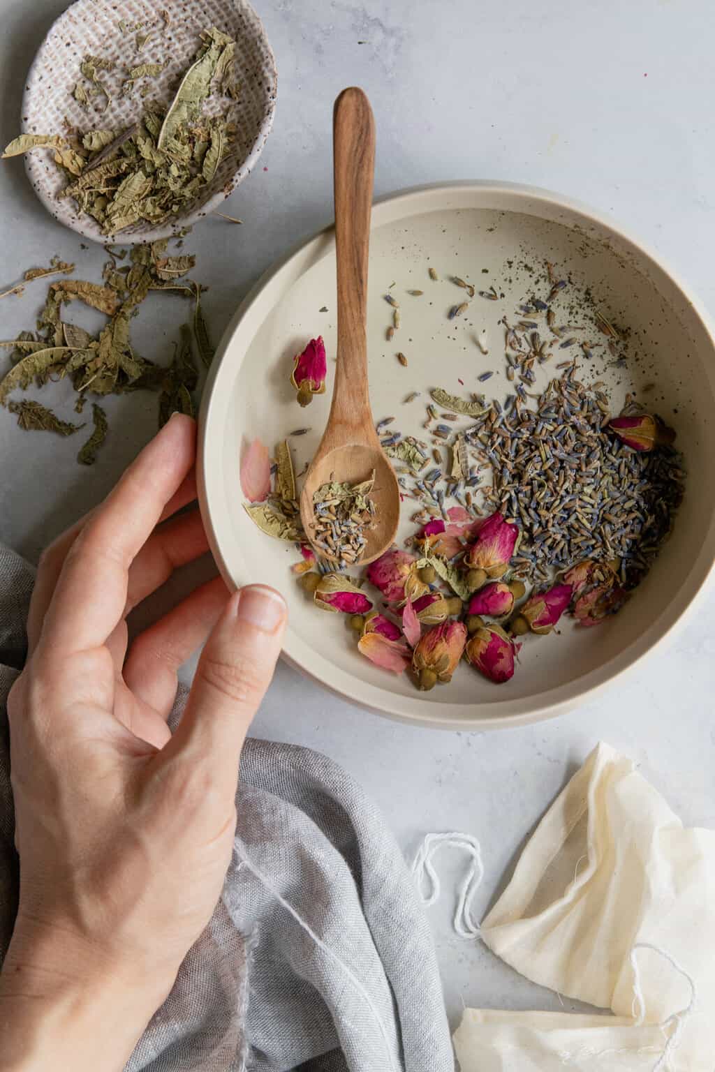 Mood-Lifting Tea Blend with rose, lavender and lemon balm