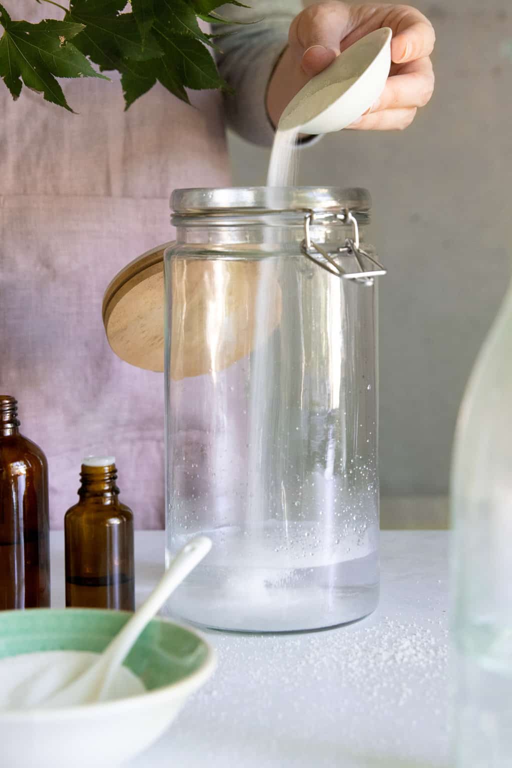 Add washing soda and salt to sensitive skin laundry detergent