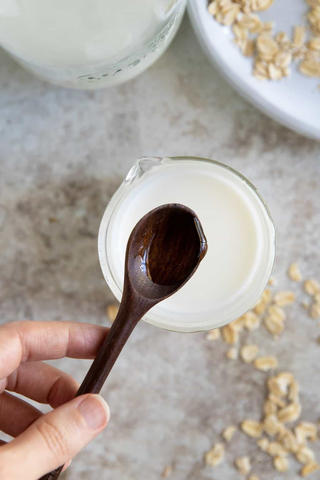 Combine oat milk and glycerin for DIY oatmeal lotion recipe