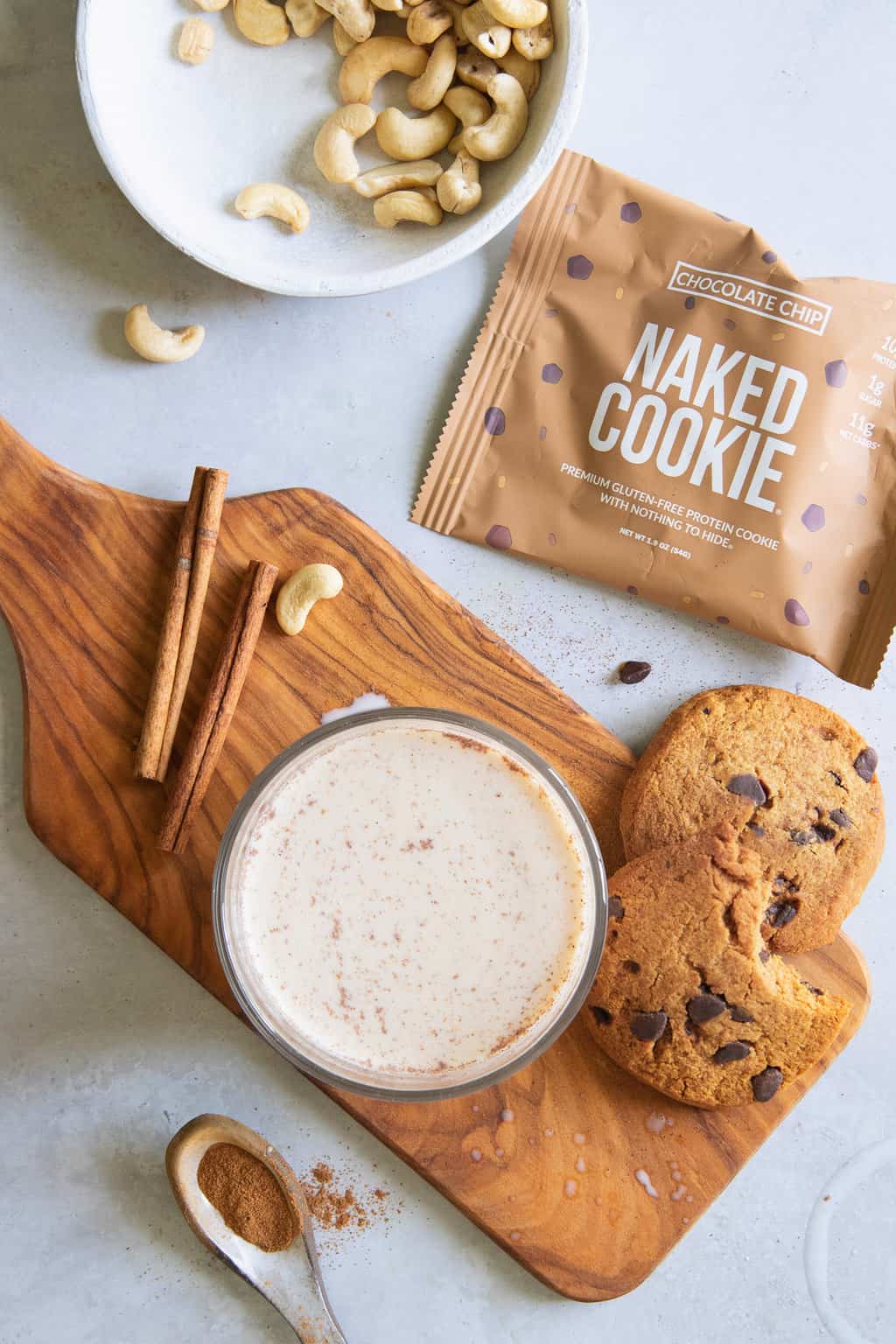 Chai Milk with Naked Nutrition Chocolate Chip Cookie