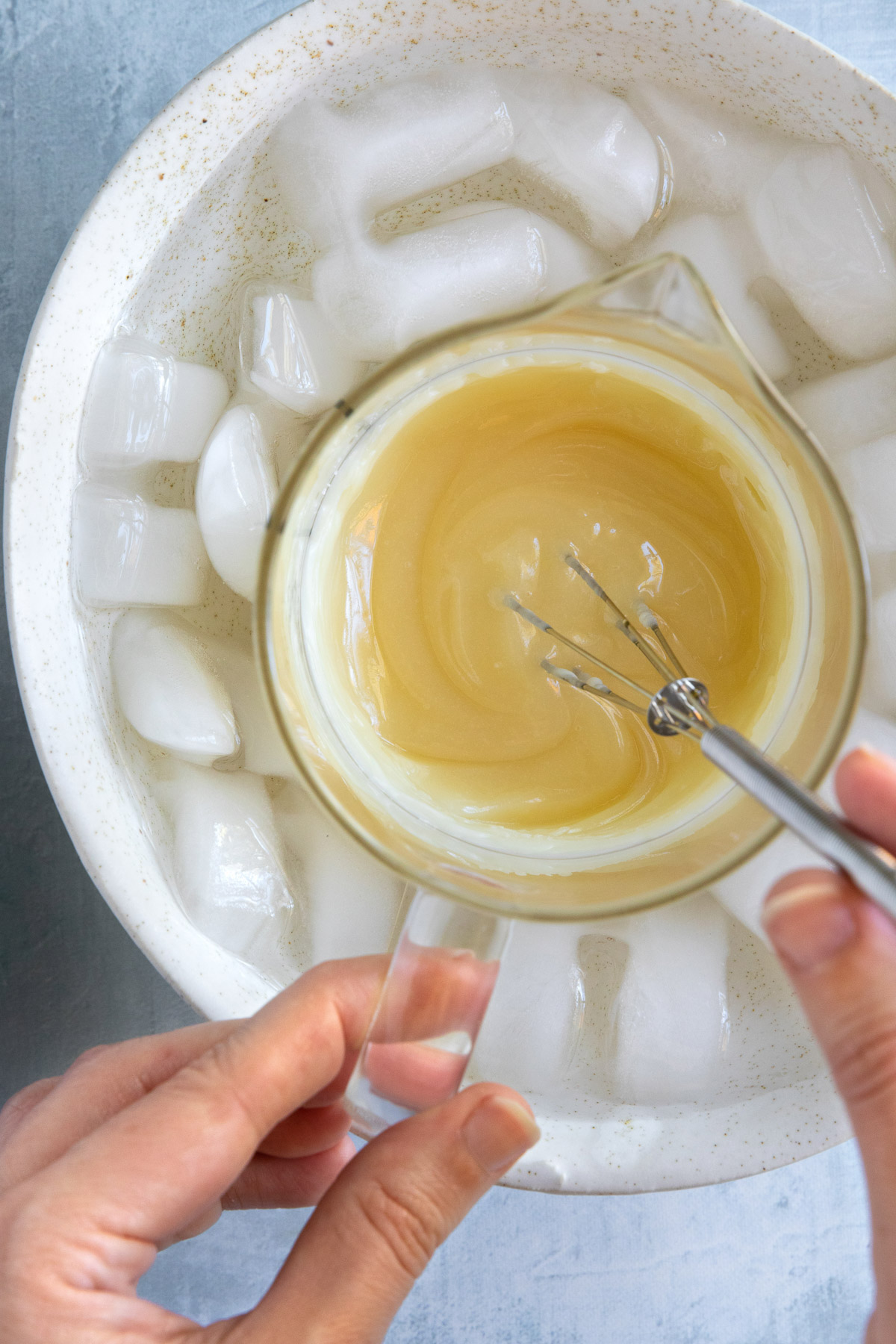 Use an ice bath to thicken serum ingredients