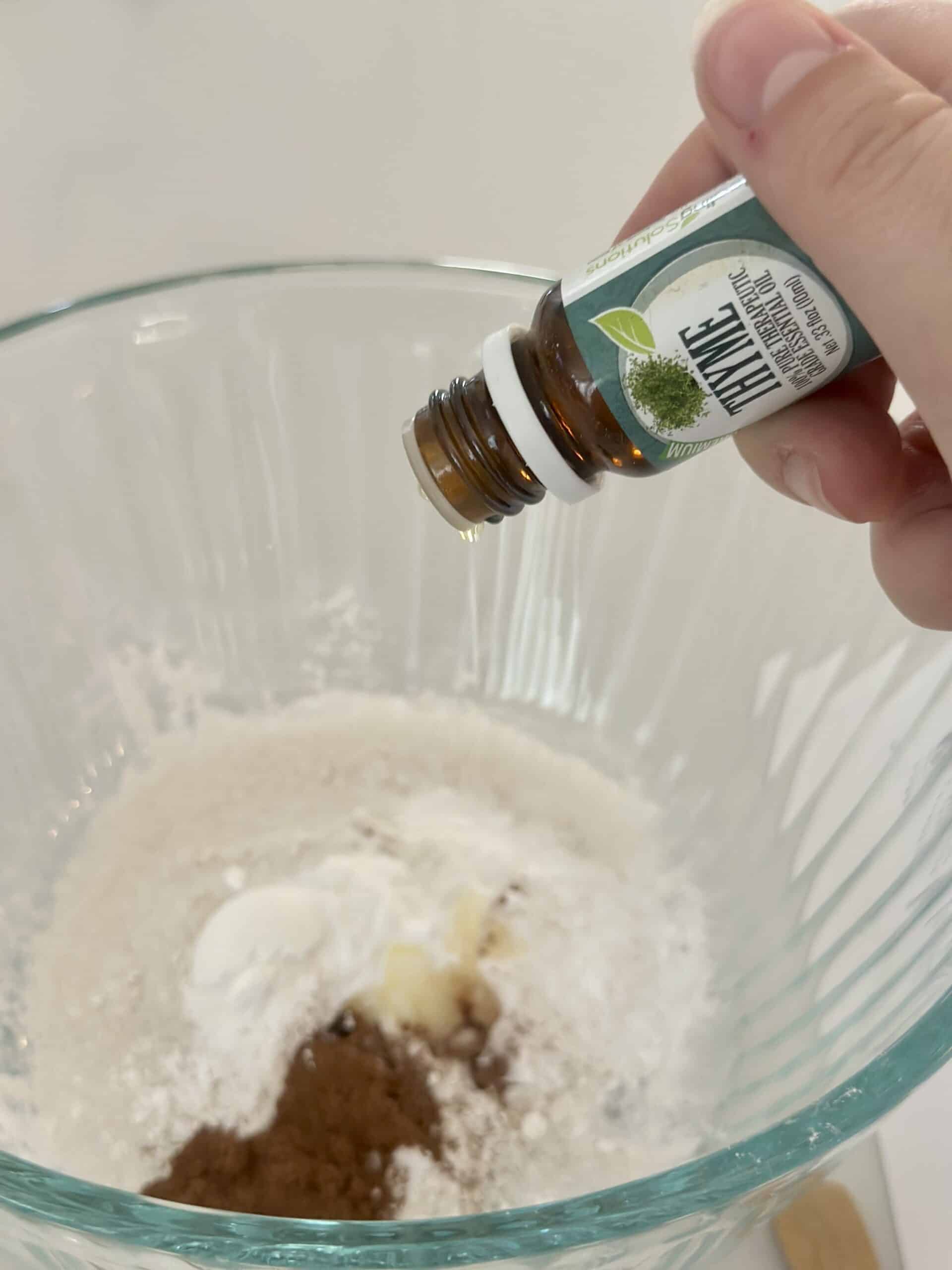 Adding essential oils to foot powder