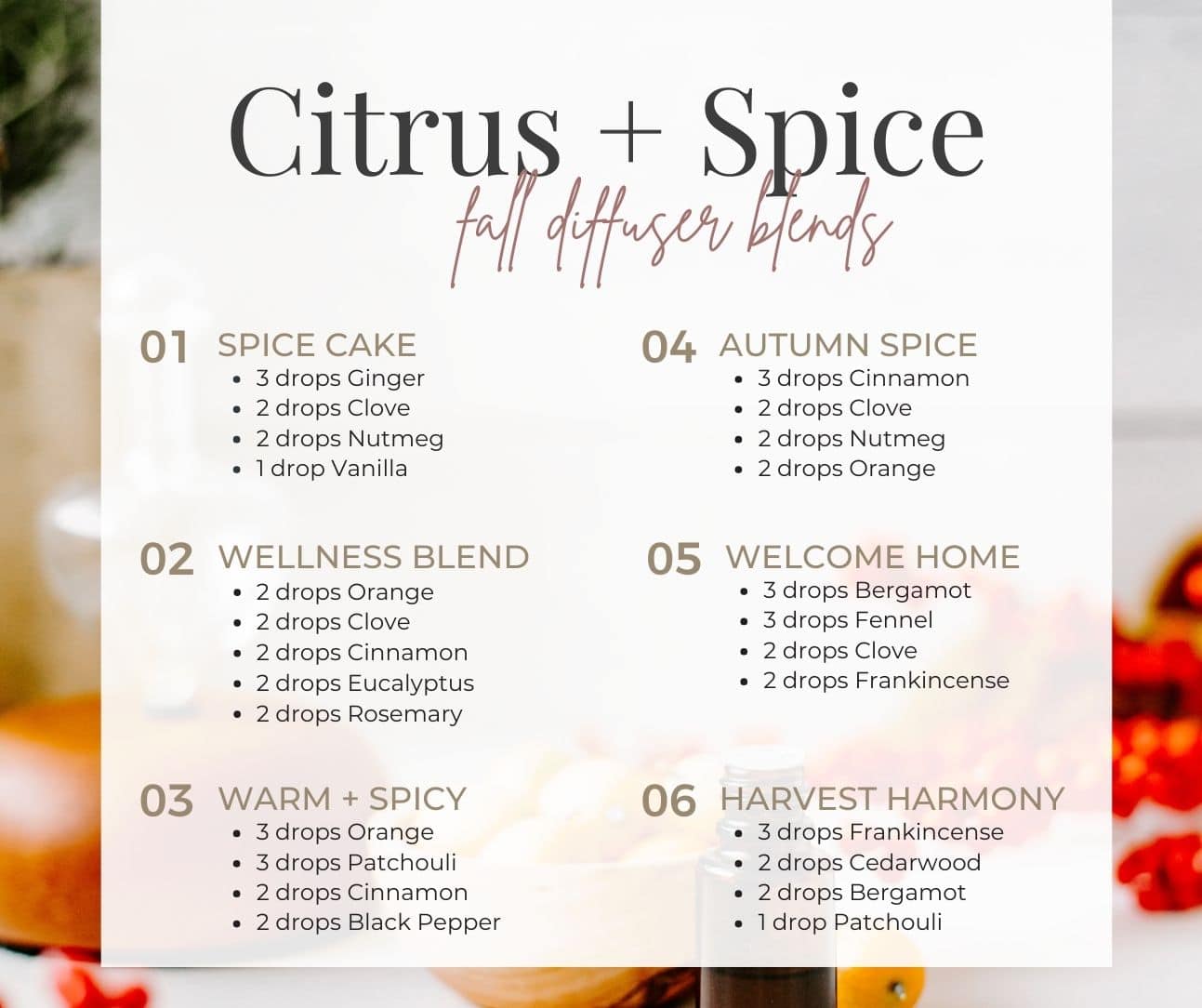 Floral Autumn Diffuser Blends and a DIY Reed Diffuser for Fall
