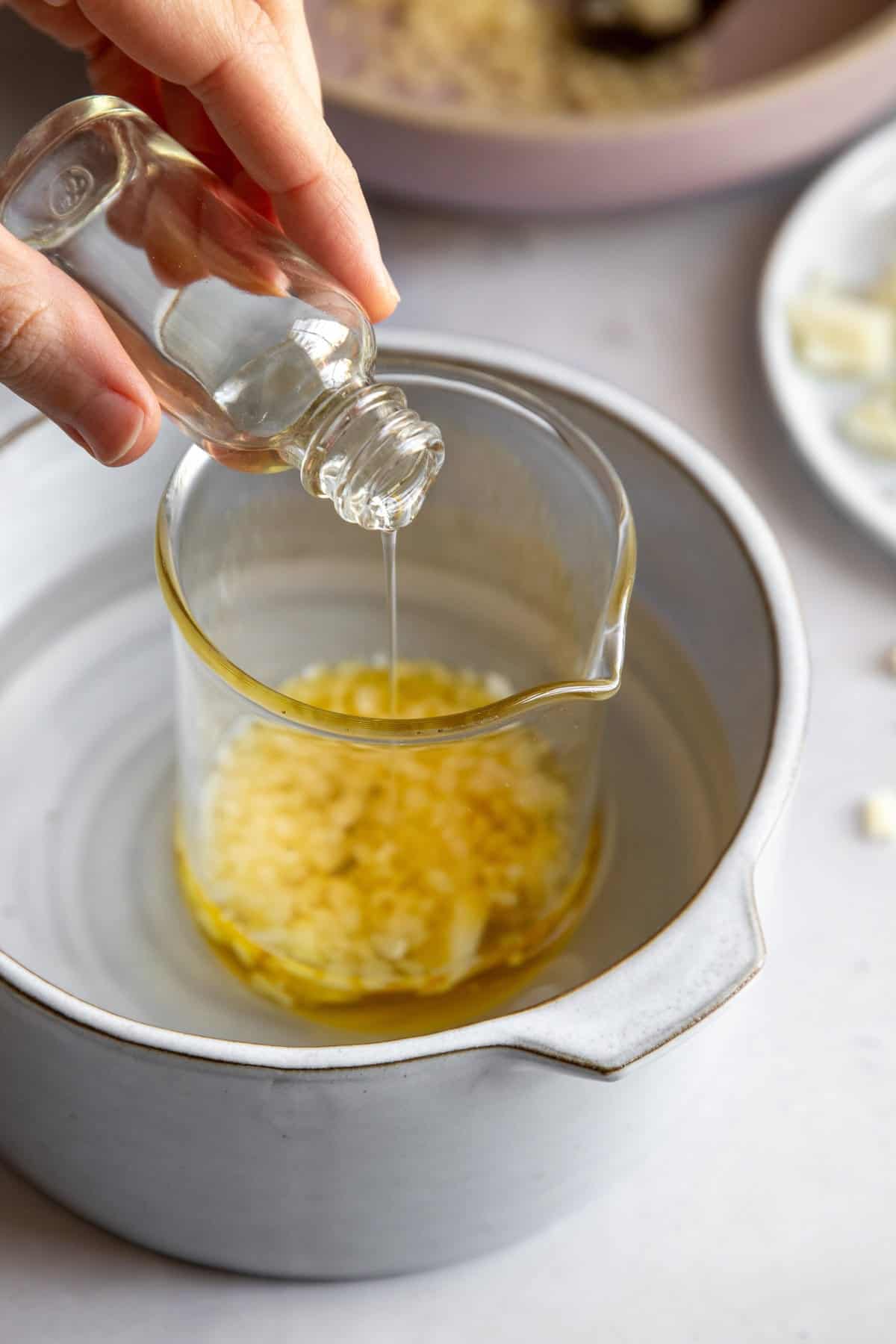 Combine Oils and Wax in Double Boiler for homemade cuticle balm