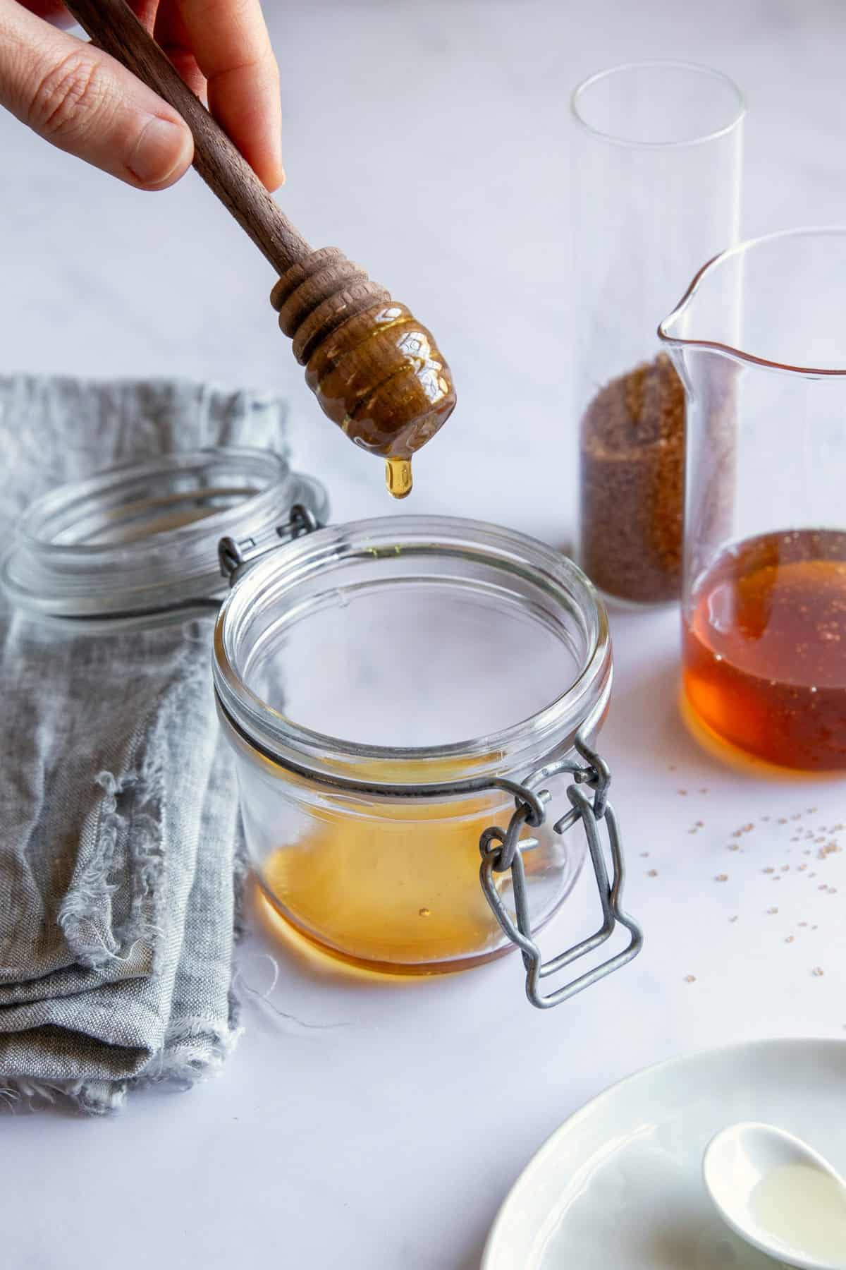 Add 1 teaspoon honey to sugar lip scrub recipe