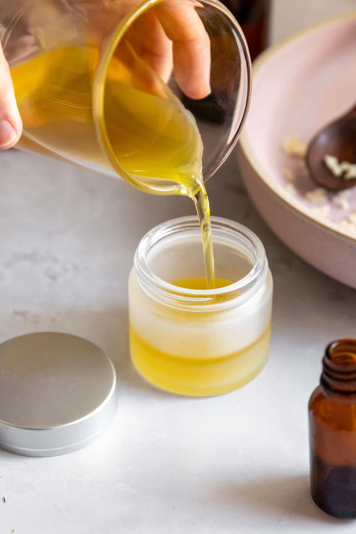 Pour Cuticle Balm into Container