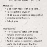 Jasmine body spray recipe