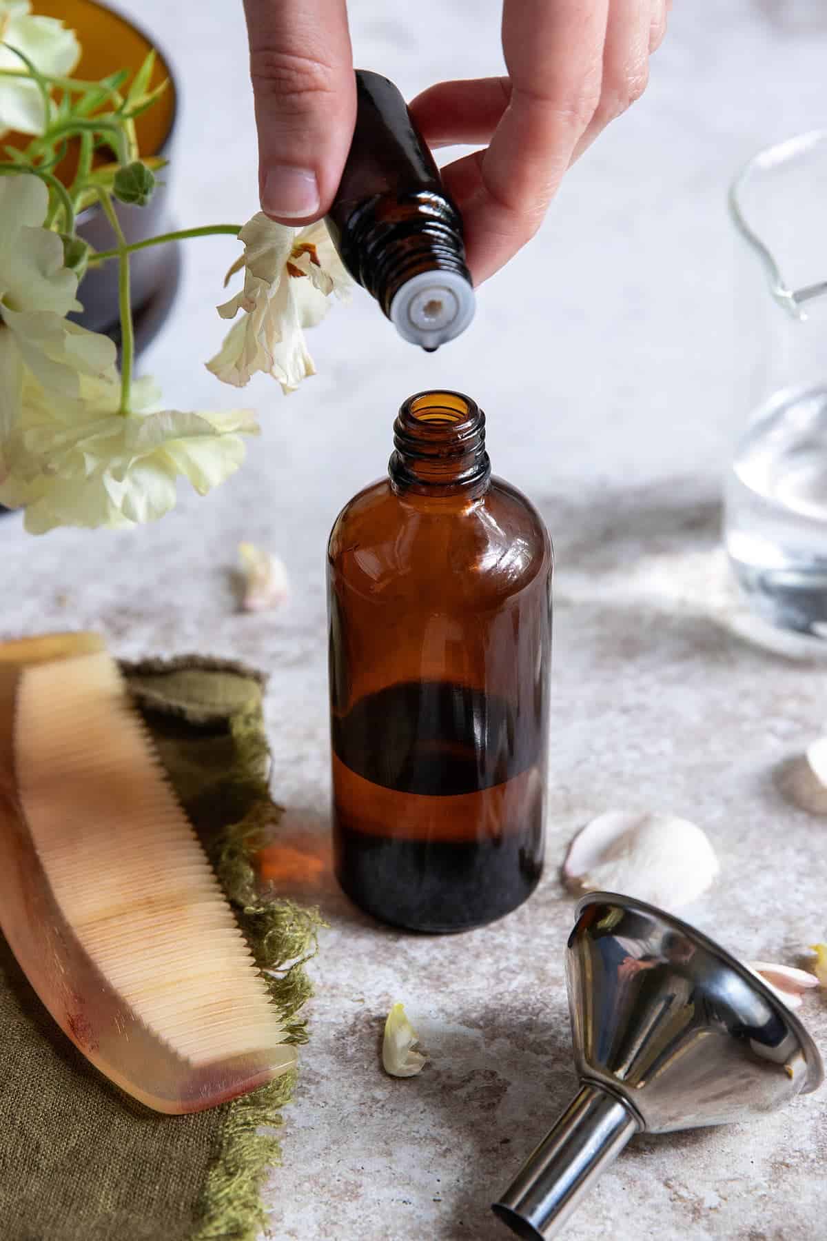 Mix Alcohol and Essential Oils for homemade hair perfume