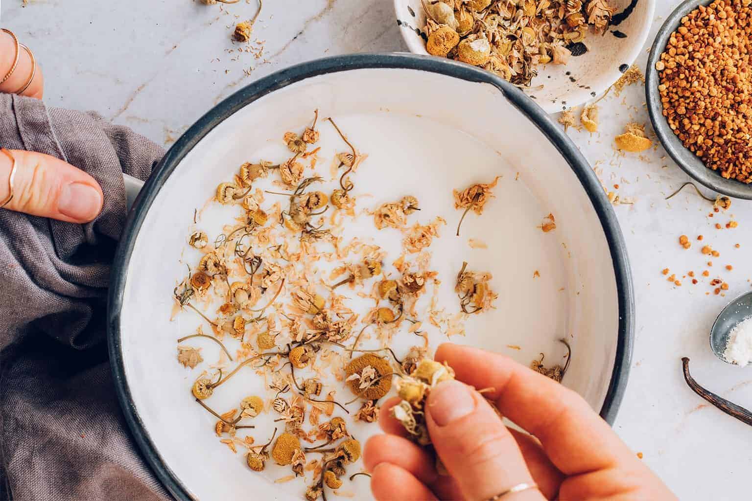 Hot chamomile milk recipe for sleep