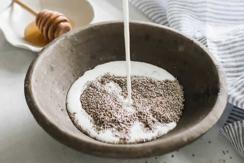 Mix chia seeds with plant based milk